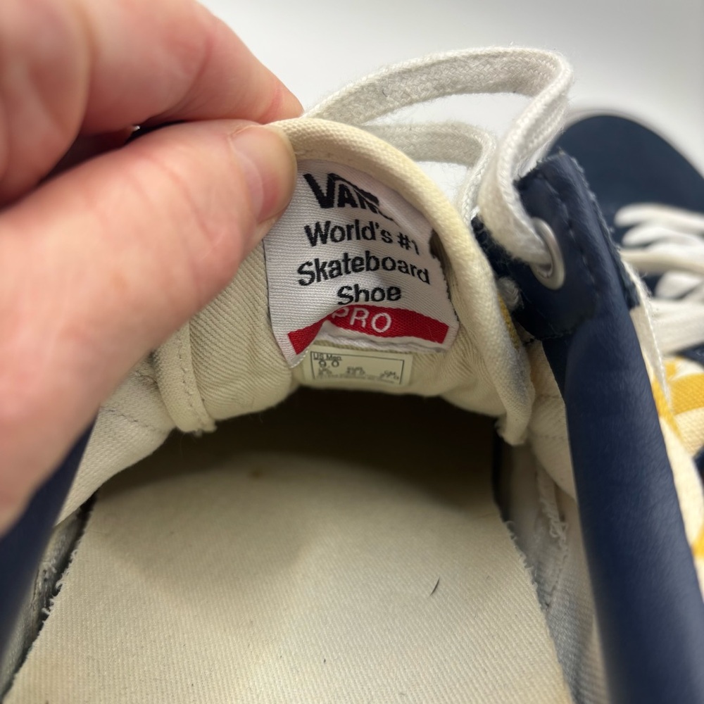 Vans Off The Wall Vintage Pro Dress Blue/Yellow Checkerboard Skate Mens Size 9 - Picture 7 of 11
